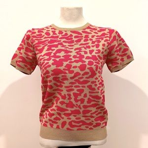 Pink Leopard Short Sleeve Sweater